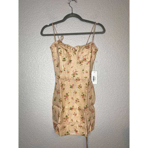 Reformation NWT Andie Linen Mini Dress in Penelope 0 - Picture 1 of 9